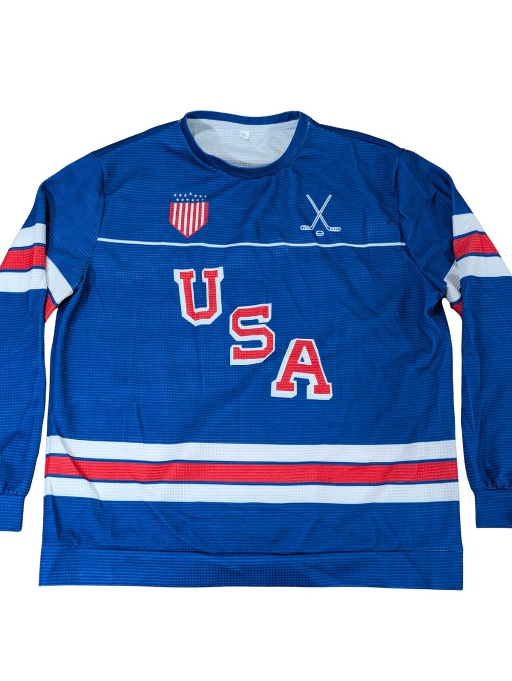 USA Hockey Jersey Long Sleeve Shirt XL Blue Red White